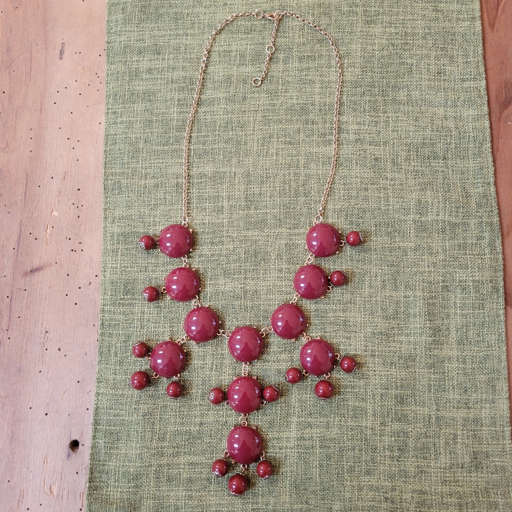 Red And Gold Tone Bubble Collar Necklace
